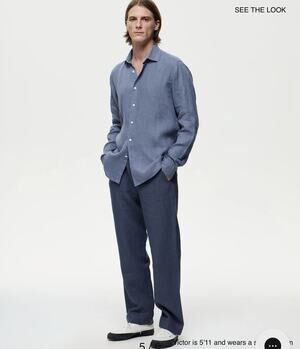 Lafaurie Fierce 100% Linen Button Up Long Sleeve Casual Shirt Large